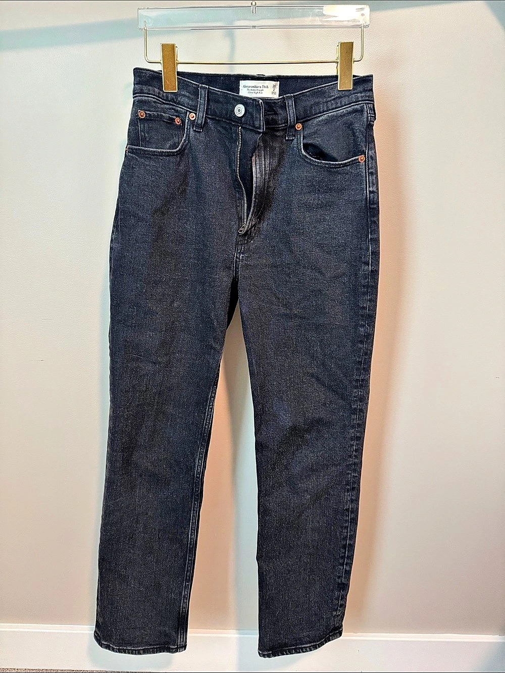 Abercrombie & Fitch The Ankle Straight Ultra High Rise High Rise Black Jeans